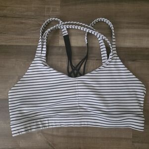 Striped Black and White Sports Bra